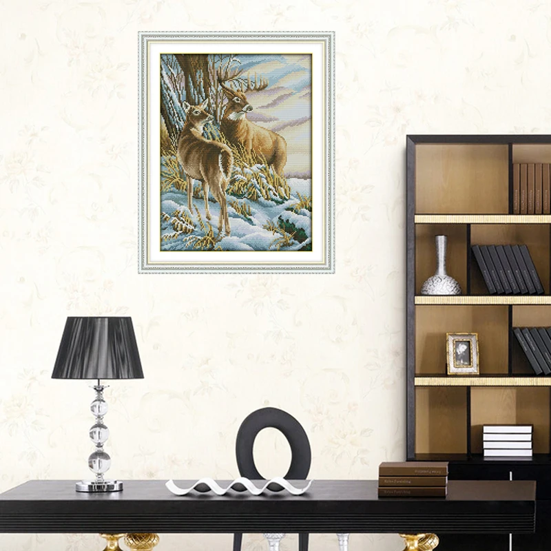 Joy Sunday Deer 3 Patterns Counted Cross Stitch kit 14ct 11ct DIY Hand Made Embroidery set Needlework Home Decoration Send Gift