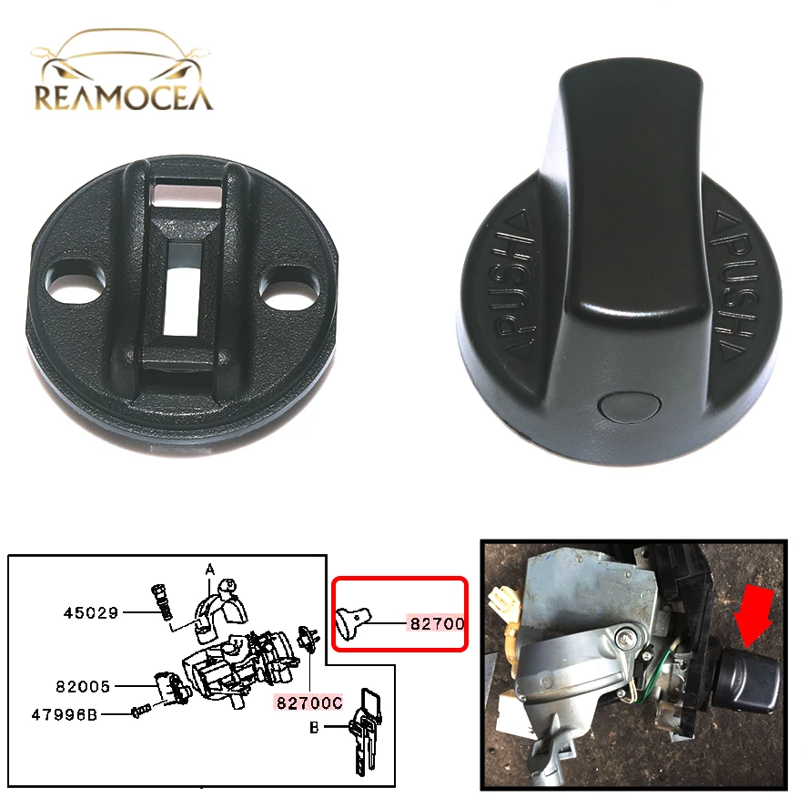 Reamocea Ignition Key Knob Start Switch Base Set Fit For Mitsubishi Lancer 2008-2017 Mitsubishi Outlander  4408A167 4408A03