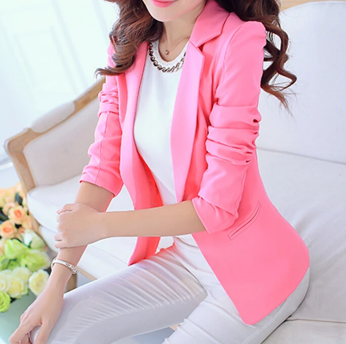 

Spring Autumn suit Women's Cultivate one's morality short Single Breasted white/black/pink/sky blue Small suit