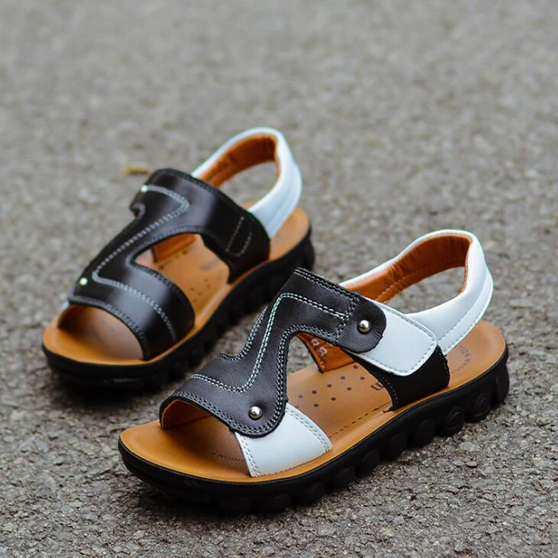 New 2023 summer boys sandals genuine cow leather beach sandals open toe children sandals shoes outdoor soft kids slippers shoes