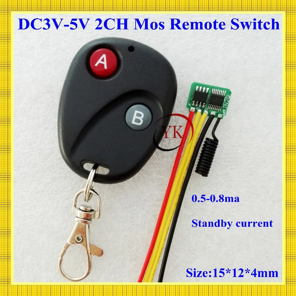 2 CH Micro Contactless RF Remote Switch Low Standby Current 0.5-0.8ma Wireless Switch Mini Battery Power Supply Remote Switch