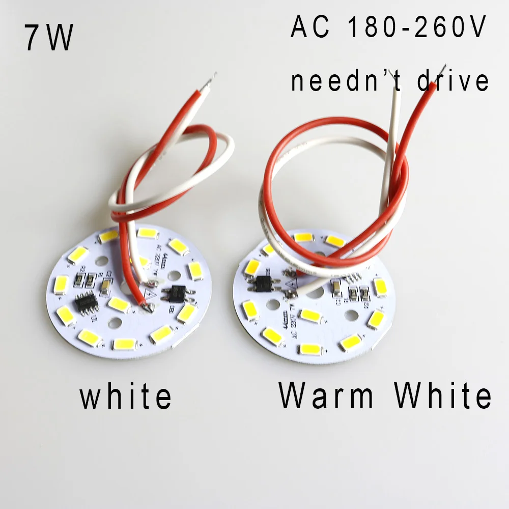 10pcs AC 220V Aluminum Lamp Plate needn't Driver 7W SMD5730 Directly LED PCB White / Warm White Driverless Light Source