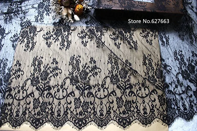 150cm width Chantilly eyelash lace fabric, bridal lace, retro wedding lace fabric with scalloped edge 3 meters length