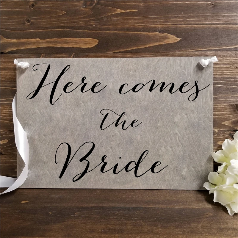 Wedding Here comes the Bride Sign Ringer Bearer, Flower Girl  Wedding Stickers Vinyl Removable Waterproof decal