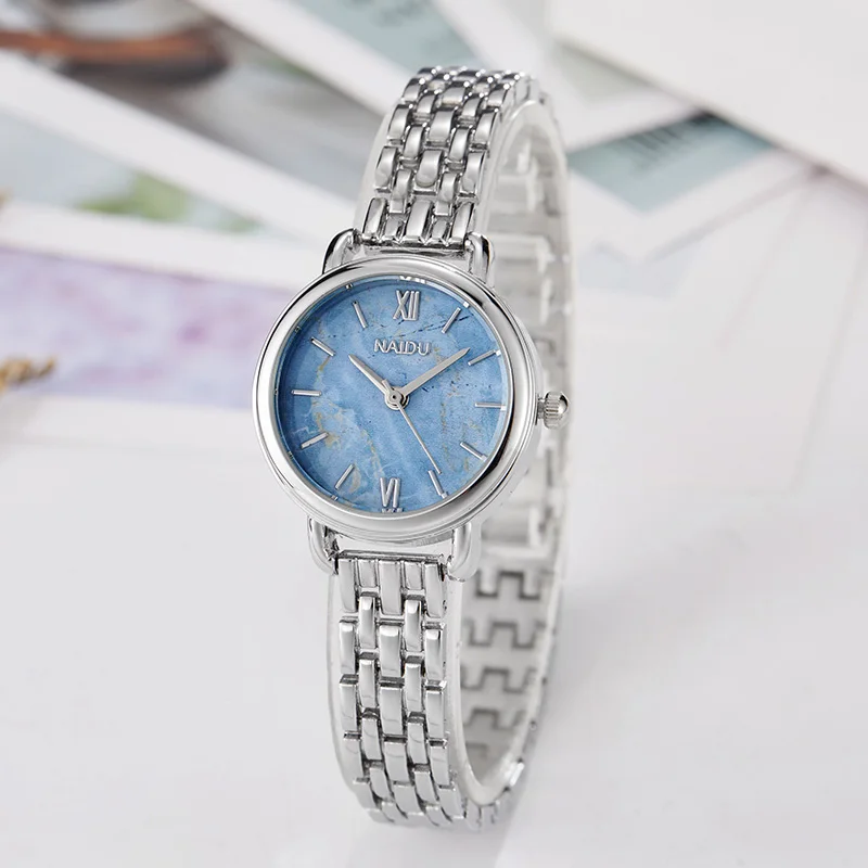 Silver&Rose Gold Rainbow Marble Dial Quartz Women Watch Simple Design Ladies Small Bracelet Female Watch Wristwatch Clock Women