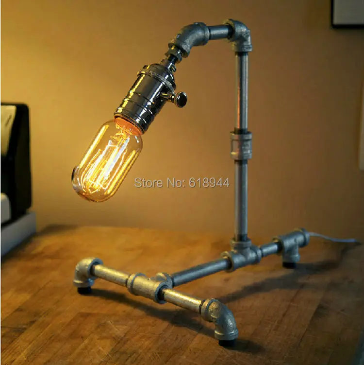 

American Style Edison Lamp Bulb Vintage Table Lamps Personalized Water Pipe Table Lights Desk Book Lamp E27 Loft Lighting