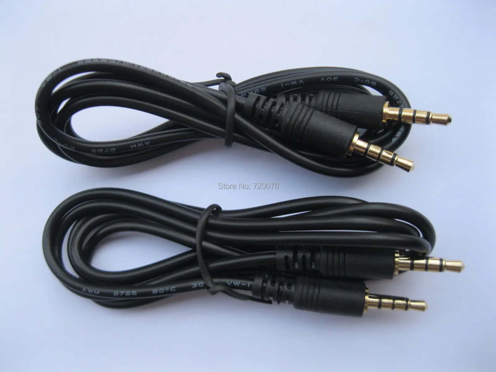 5 pcs 3.5mm 4 Pole Plug Gold Plated Male to Male Audio Cable 1m 100cm