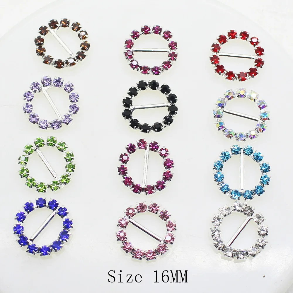 Mix Color Rhinestoens Buckles For Jewelry Accessories Handwork Invitation Decoration 10Pcs Slider Plating Silver
