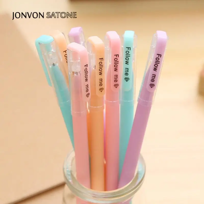 Jonvon Satone 12pcs pen Stationery Korean Creative Candy Color Pen Office Student Jelly Gel Pen school stationery canetas kawai