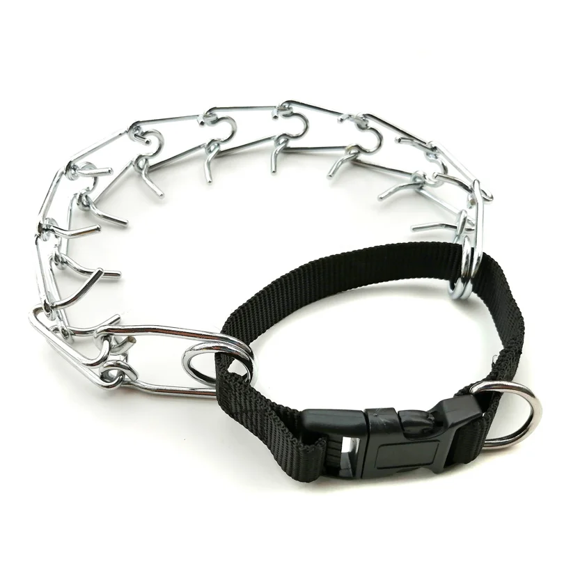 Dog Prong Collar Stimulus Training Metal Gear Pinch for Dogs with Quick Release Snap Buckle Adjustable Choke Chain