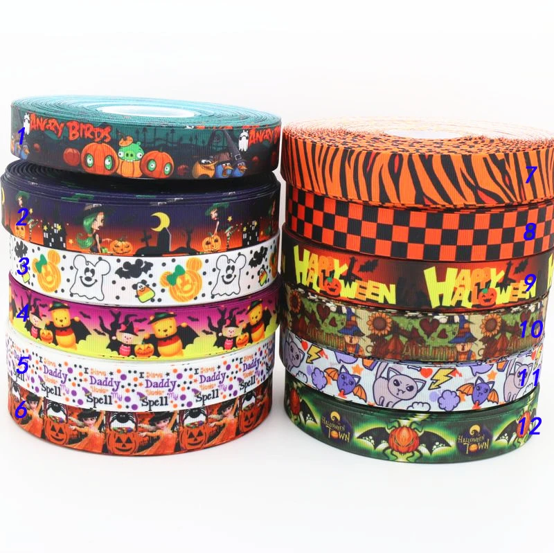 DUWES 7/8 ''cinta de grosgrain estampada de dibujos animados de halloween lazo para el pelo decoración de fiesta al por mayor OEM 22mm D19