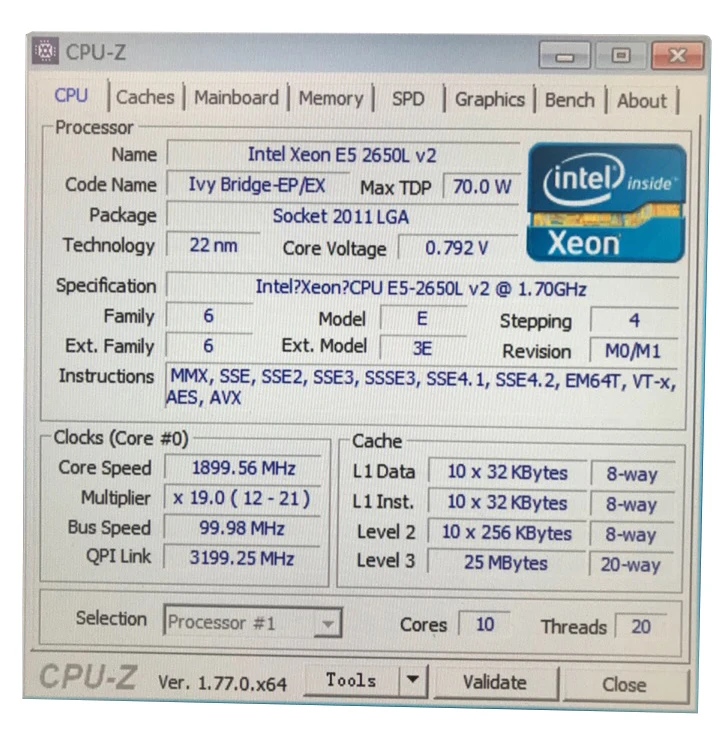 Original Intel Xeon processor E5 2650LV2 LGA2011 E5 2650L V2 10-Cores E5-2650LV2 1.70GHz 22nm 25MB 70W cpu E5-2650L V2