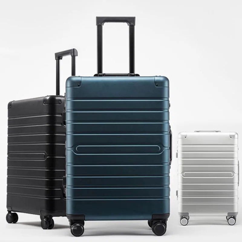 Barato 20 "24" 28 "polegadas mala 100% alumínio completo bagagem de viagem girador carry-on mala trole saco de viagem mala sobre rodas