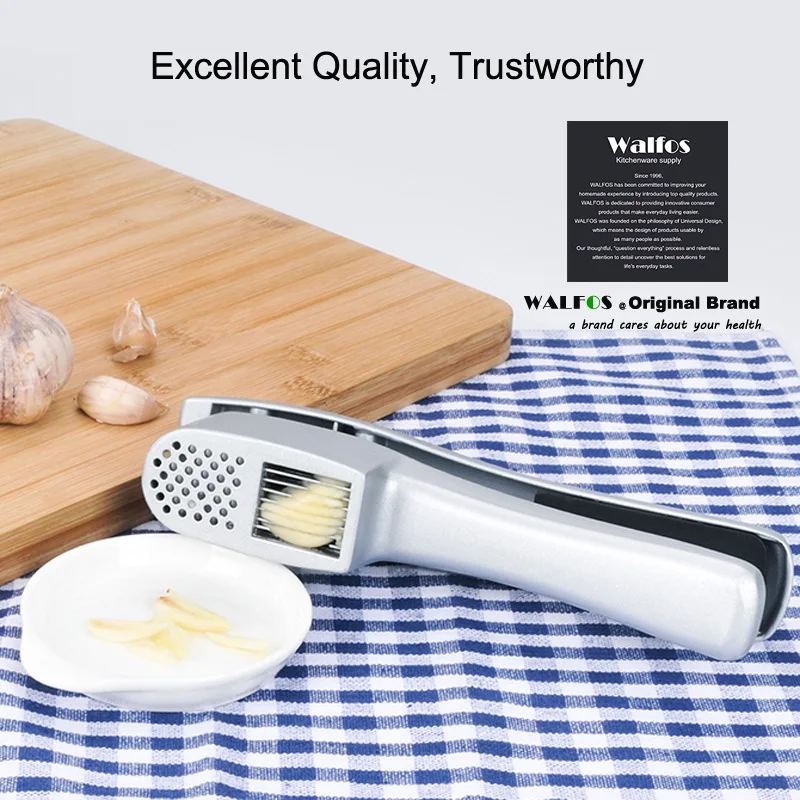WALFOS Multifunction Kitchen Cooking Tools 2 in 1 Stainless Steel Color Garlic Press
