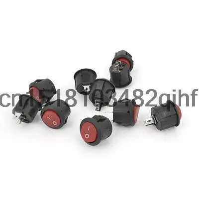 10 Pcs AC 125V 6A 250V 3A I/O Snap in SPST Round Boat Rocker Switch