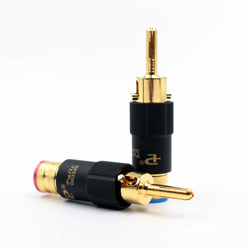 Hi-End 4pcs gold Plated Hifi Audio Banana Speaker Plug connectors Screw Lock 10mm Cable Wire