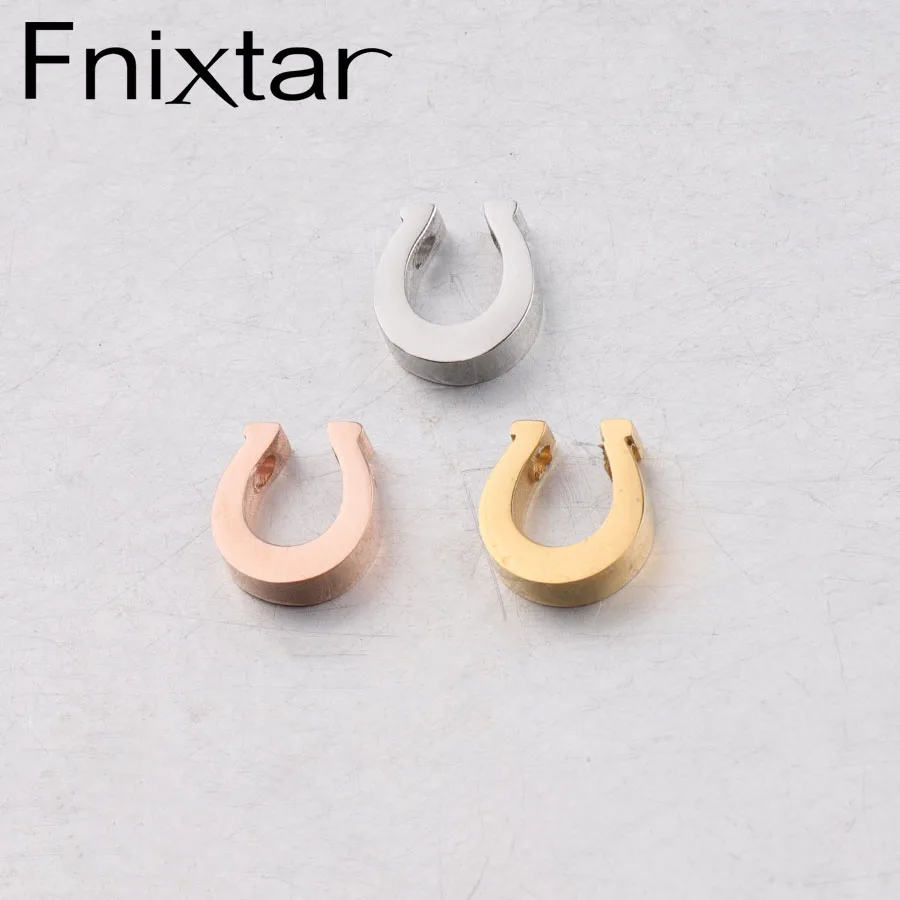 Fnixtar Horseshoe Charms Bead 1.8mm Hole Beads Mirror Polished Stainless Steel DIY Jewelry Findings 8.7*9.7mm  20piece/lot