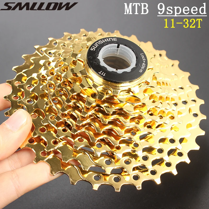 

SUNSHINE-SZ 11-32T 9Speed Cassette 9 s Gold Freewheel MTB Mountain Bike Bicycle Steel Golden Sprockets for parts System