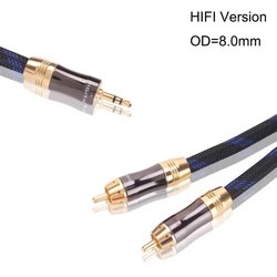 Câble audio stéréo HIFI 3.5mm vers 2 RCA, 3.5mm mâle vers 2 Rca mâle, pour amplificateur iPhone MP3 DVD