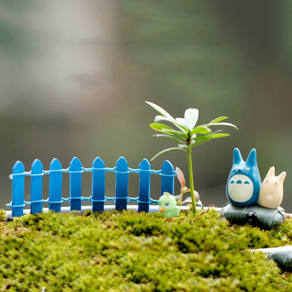 1 Pcs Retail 10 Colors Fence Miniatures Fencing Fairy Garden Gnome Moss Terrariums Resin Crafts Decorations Home Garden Kawaii