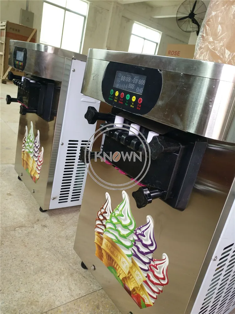 Table Top 18L Mini Soft Ice Cream Milk Shake Vending Machine With 3 Flavors Ice Cream Maker