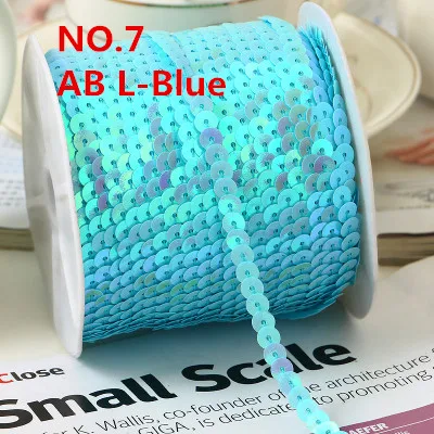 100Yard 6mm AB Plating Color Spangle Sequins Ribbon on Trim,Flat Round Sequin Sewing Paillettes String in Roll For Wedding Craft