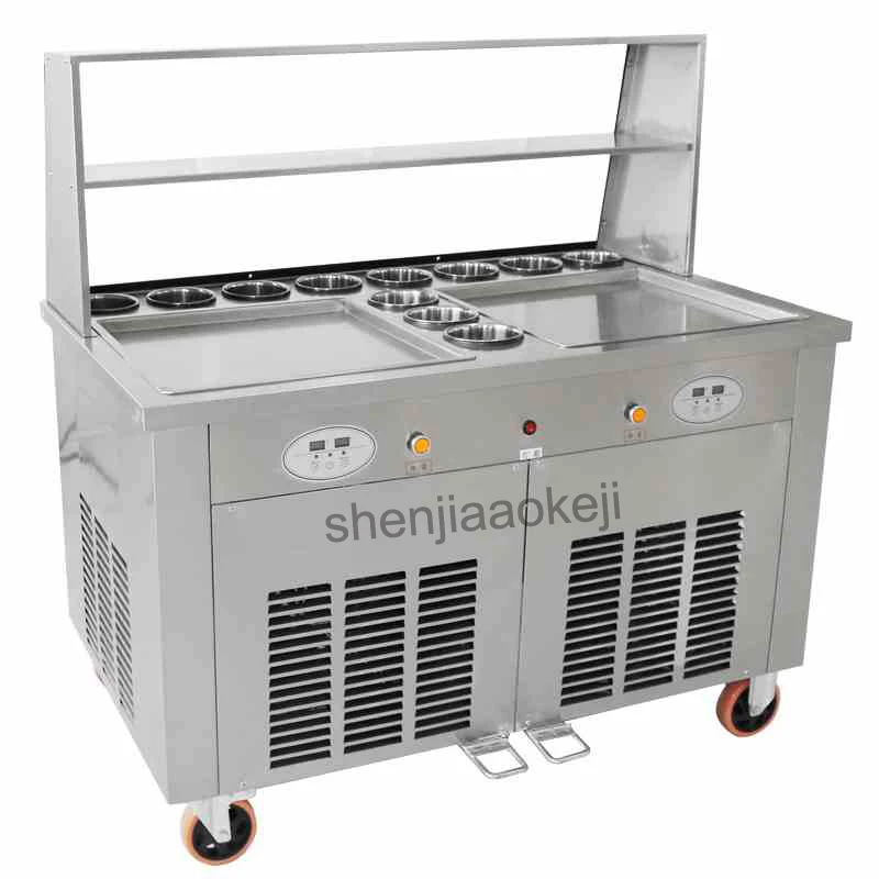 Commercial Fried Ice Cream Machine Making Roll Ice Cream Ice Frying Machine Fried yogurt machine Double Pots 220v 2800w 1pc