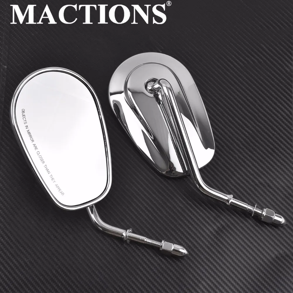 Tapered Teardrop Rearview Side Mirror Chrome For Harley Touring Softail Dyna Sportster Cruiser Street Bob Chopper Custom