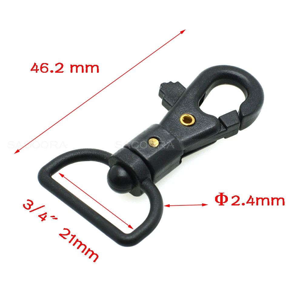 10pcs Plastic lobster clasp Swivel Snap Hooks for Bag Belts Straps Keychain Clasp Backpack Accessories Black