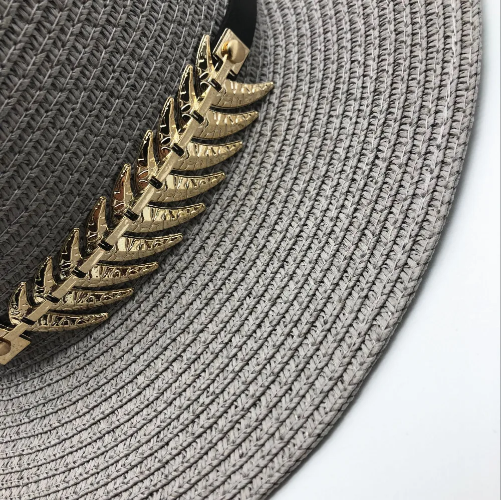 2018 new Summer British Belt Vintage Trilby flat brimmed straw hat Shading sun hat Lady fashion beach hat Unisex Jazz hat