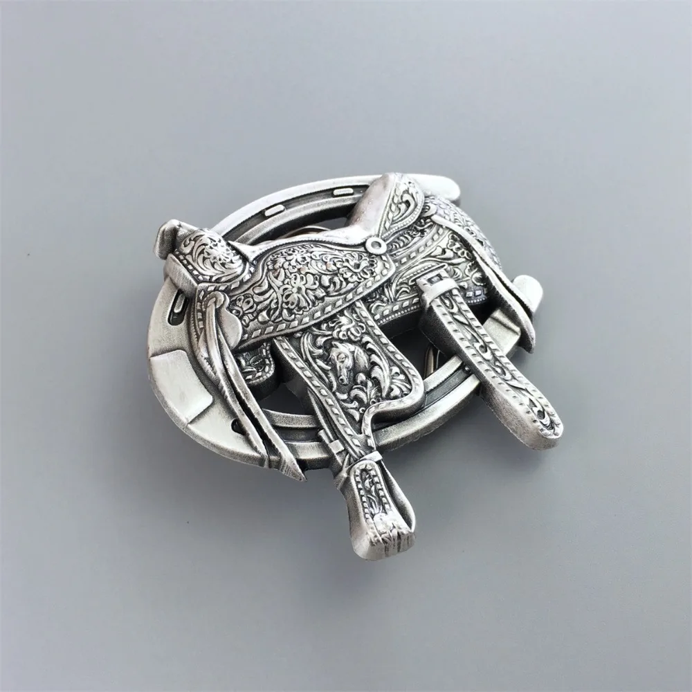 New Vintage Silver Plated Western Saddle Horse Shoe Belt Buckle also Stock in US BUCKLE-WT140SL