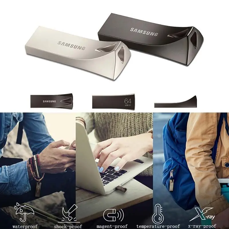 SAMSUNG USB Flash Drive Disk 16GB 32GB 64GB 128GB 256GB USB 3.1 Metal Mini Pen Drive Pendrive Memory Stick Storage Device U Disk