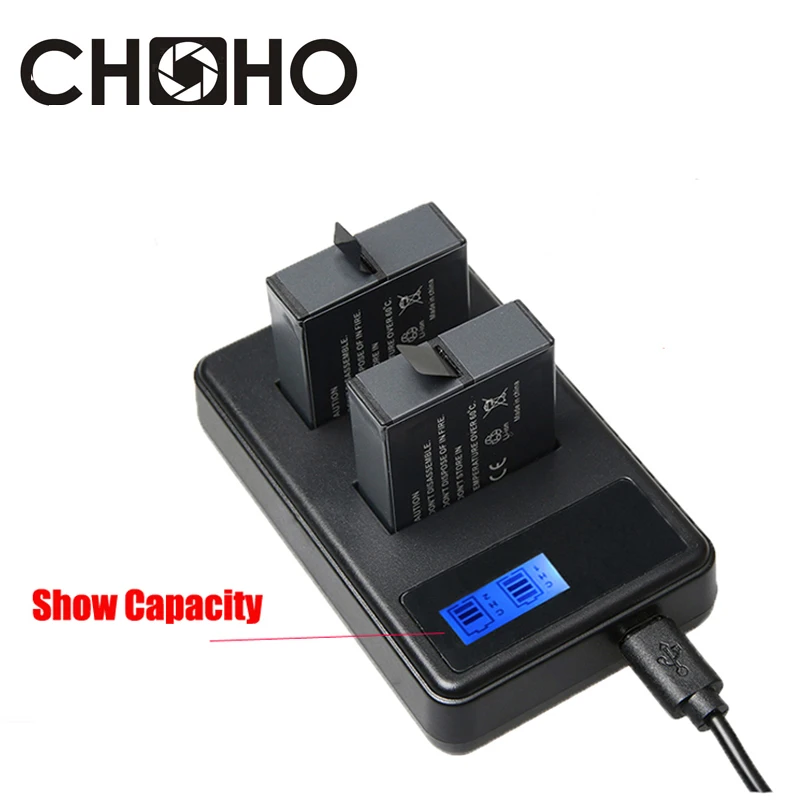 Dual Charger AHDBT-501 USB Cable AHDBT501 AHDBT 501 LCD Display Capacity for Go Pro HERO 5 6 7 8 Black Accessories