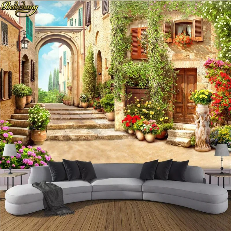 

beibehang 3D Wallpaper European Town Street Background Wall Mural Living Room Bedroom Home Decor Wall Paper For Walls 3 D