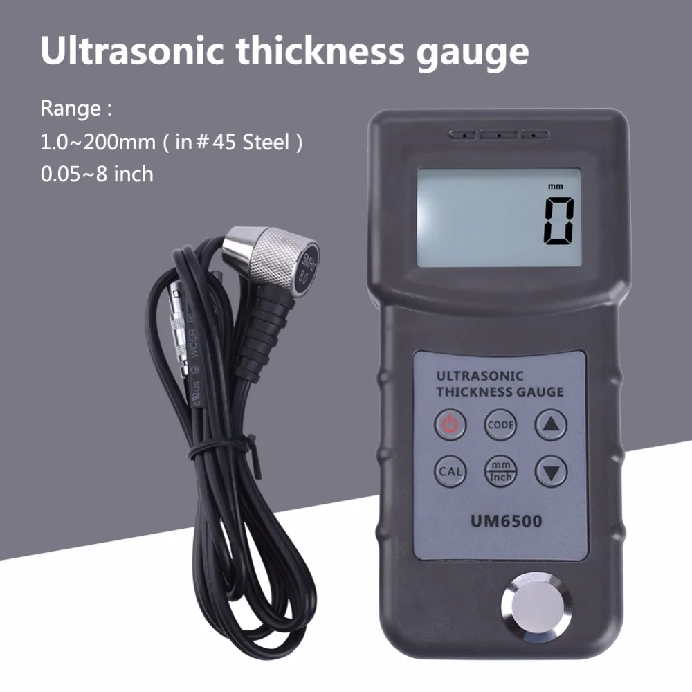 UM6500 Digitale Portatile Ad Ultrasuoni Calibro di Spessore Tester Misuratore di Spessore di Metallo 1.0-245 millimetri, 0.05-8 pollici (in Acciaio Inox) 0.1 millimetri