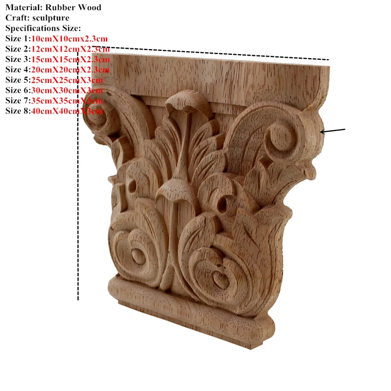 VZLX Vintage Floral Carved Corner Wall Door Furniture Decorative Figurines Wood Appliques for Home Decor Decoration Accessories