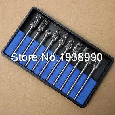 

10 piece carbide cutters HM cutters Bit Bits Burr Attachment shaft 3mm