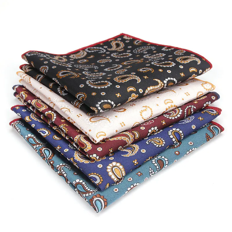 Luxury Vintage Men\'s Paisley Polyester Silk Hanky Gentleman Groom Pocket Square Handkerchief Paisley Wedding Classic Party Gift