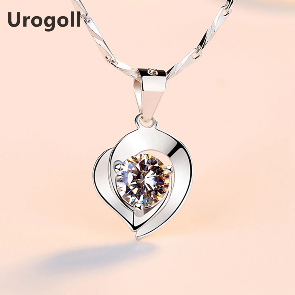 

Trendy Fine Jewelry Heart Necklaces For Women Anniversary Jewelry Genuine Silver 925 Jewelry Gift AAA Zirconia Pendant Necklace