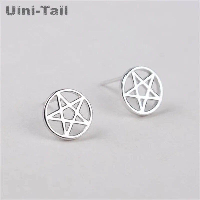 Uini-Tail hot new 925 Tibetan silver circle five-pointed star female earrings fashion trend small stars popular jewelry  ED261