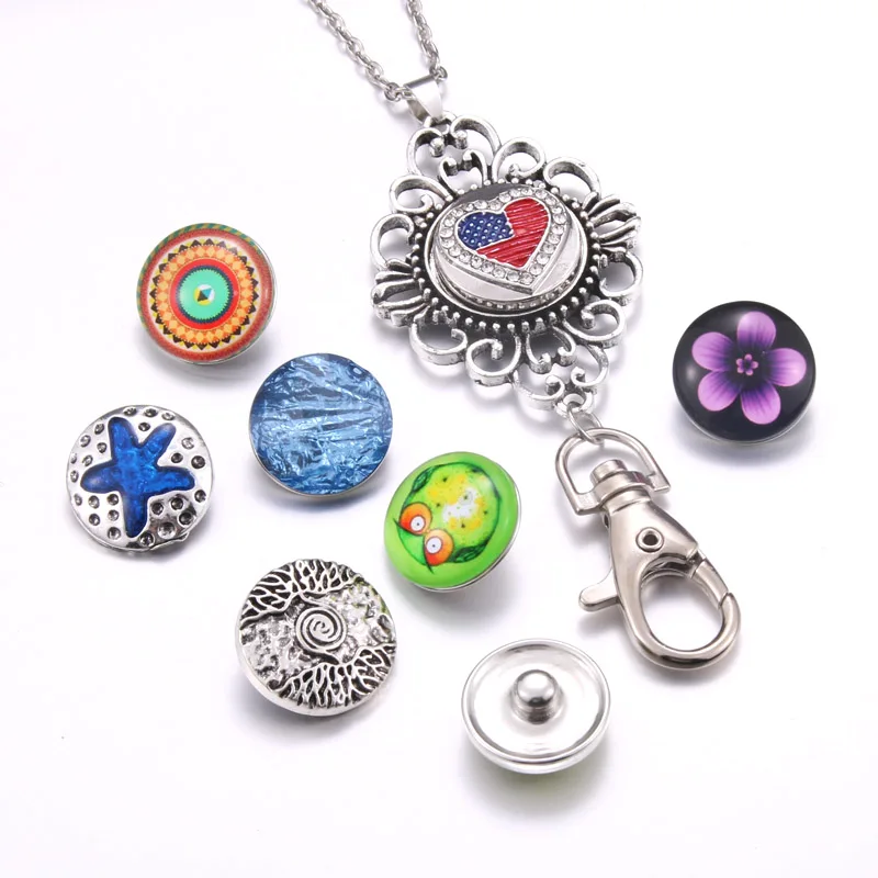 Boom Life 2019 New Snap Jewelry Working ID Holder Lanyard Snap Pendant Necklace Fit 18mm Snap Button Jewelry DIY Snaps Necklace
