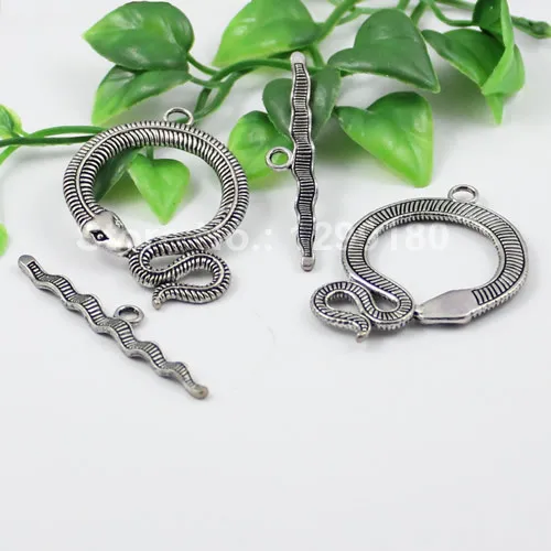 Antique Silver Fold Over Snake Fecho Lagosta para Colar, Pulseira Cadeia, Acessório Jóias DIY, 50mm,51mm,5 conjuntos por lote, K01247