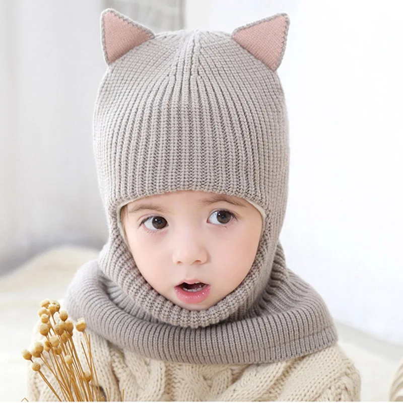 MAERSHEI 2022 new baby girl winter hat warm and velvet Beanies Knitted Cap Kids Balaclava Mask Hats Gorras