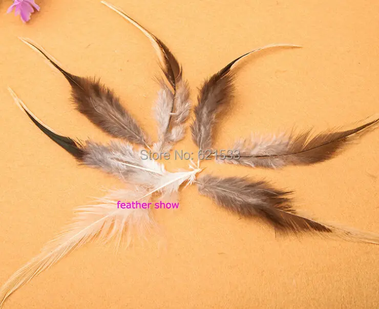 

100Pcs/lot! NATURAL BADGER SADDLE HACKLE ROOSTER FEATHERS 4-6" long,loose rooster feathers for jewelry etc