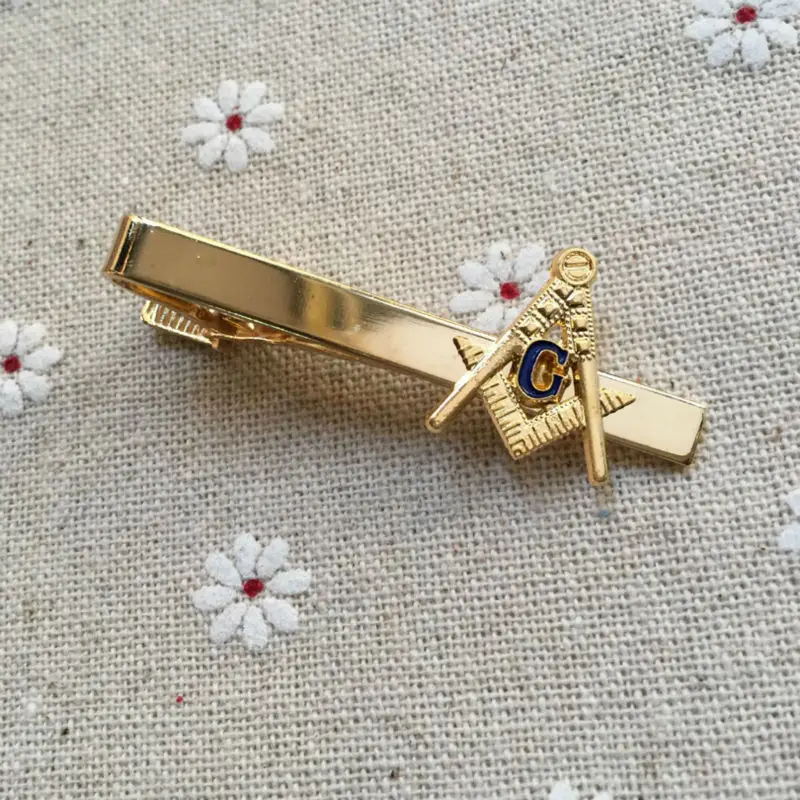 Freemason Blue Lodge Ties Clips Masonic Fashion Men\'s Neck Tie Clip Bar Masonry Square and Compass G Masons