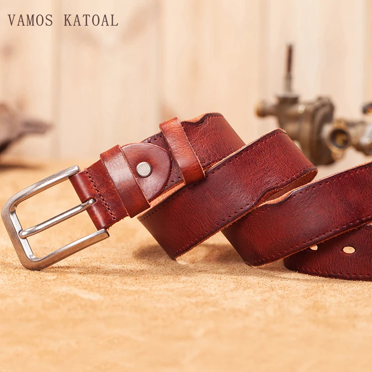 VAMOS KATOAL High quality handmade knocking genuine leather belt luxury designer belts male Strap Jeans for man cowboy belt men