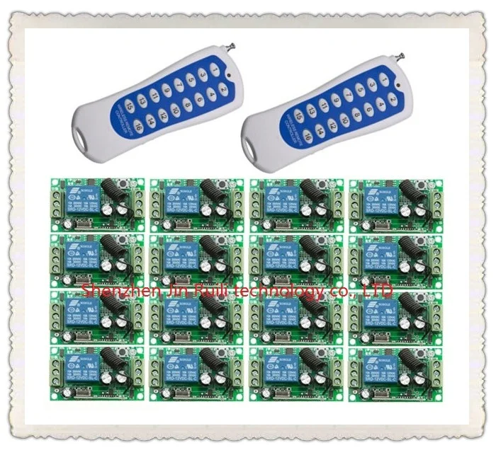 

16CH Control 16Pcs 1 Channel 1CH DC 12V 10A Relay Receivers Wireless Lamp System JRL-4280