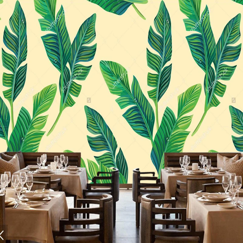 

Large modern 3D papel de parede, banana leaves, photo mural for living room bedroom dining room wall vinyl wallpaper