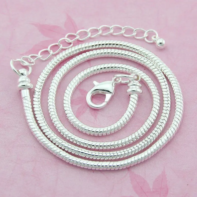 

5Pcs Silver Plated Snake Chain Charm Necklaces For Big Hole Beads Jewelry DIY 45cm-50cm PP12