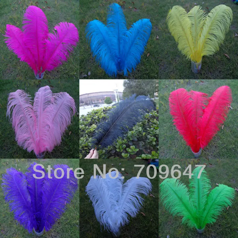 перья!100PCS/lot Ostrich Feathers 50 -55cm/20-22 Inch wedding decoration Multicolor, 11colours available,natural feathers